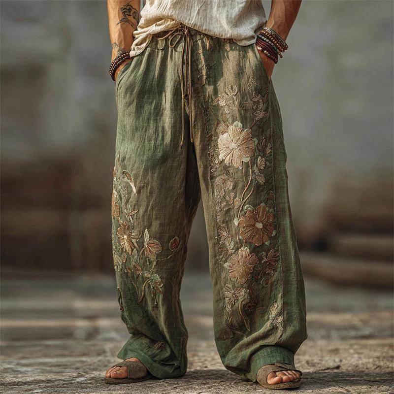 Men's Casual Fashionable Loose Straight-Leg Pants With Digital Print by GJG Denim