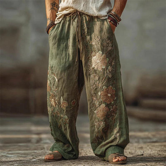 Men's Casual Fashionable Loose Straight-Leg Pants With Digital Print by GJG Denim