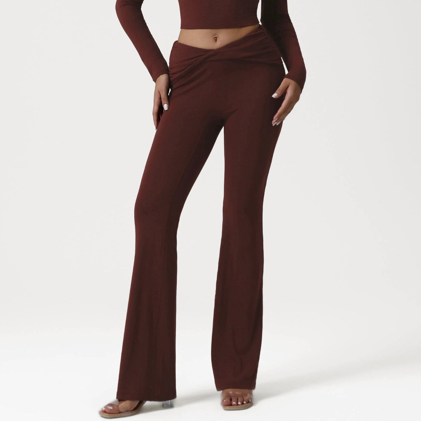 Cross High-waist Slightly Flared Yoga Pants by GJG Denim