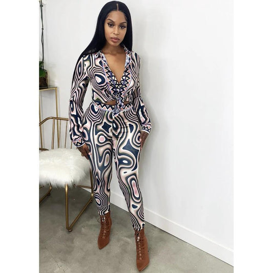 Printed Long Sleeve Matching Set by GJG Denim