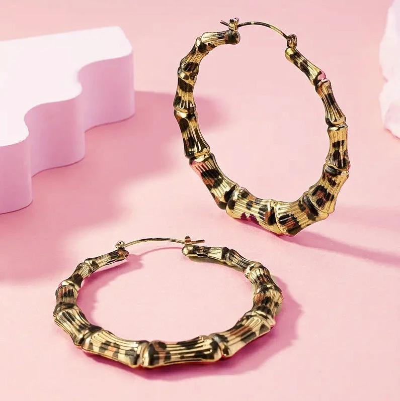 New Fashion Leopard Print Round Hoop Earrings For Women Jewelry Punk Metal Zebra Cow Big Circle Earring Female Party Gifts by GJG Denim