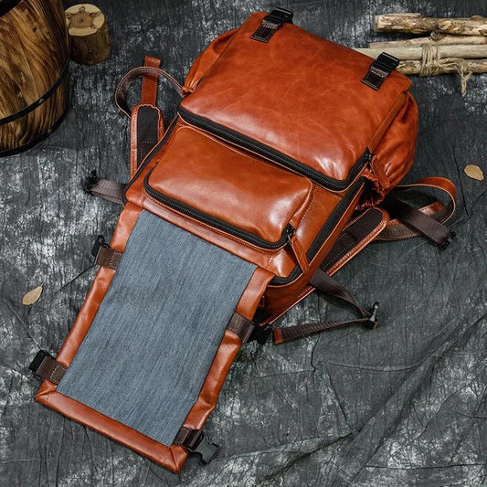 Men's Cowhide Flip Shoulder Large Capacity Computer Bag by GJG Denim