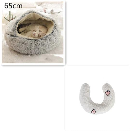 2 In 1 Dog And Cat Bed Pet Winter Bed Round Plush Warm Bed House Soft Long Plush Pets Bed Pet Products by GJG Denim