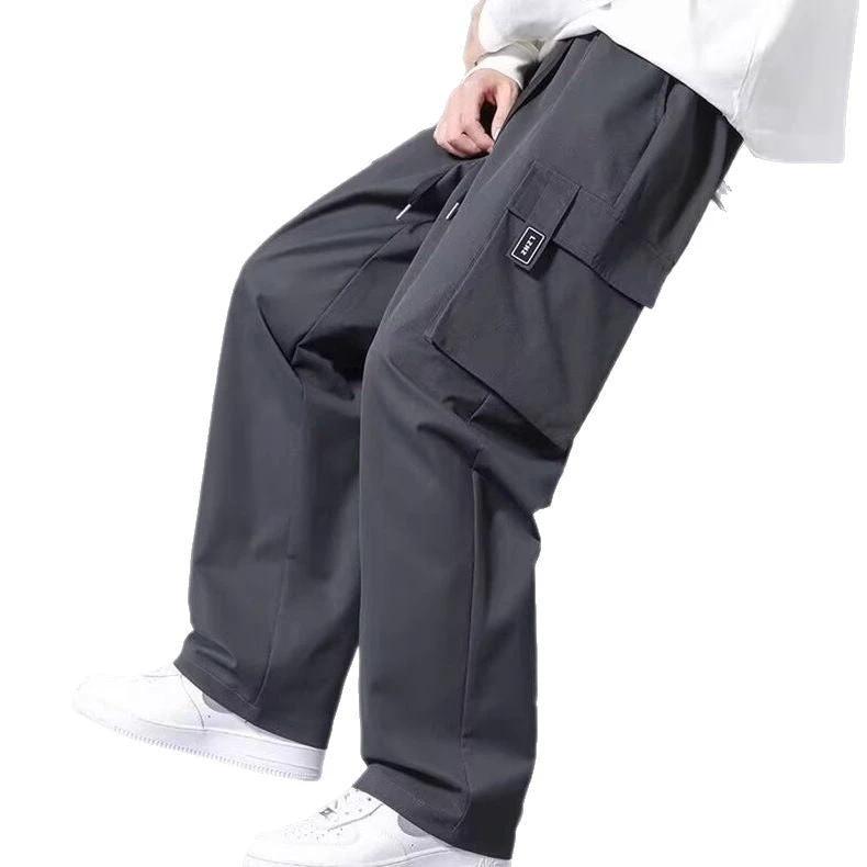 Large Loose Pockets Drawstring Boys Straight Cargo Pants by GJG Denim