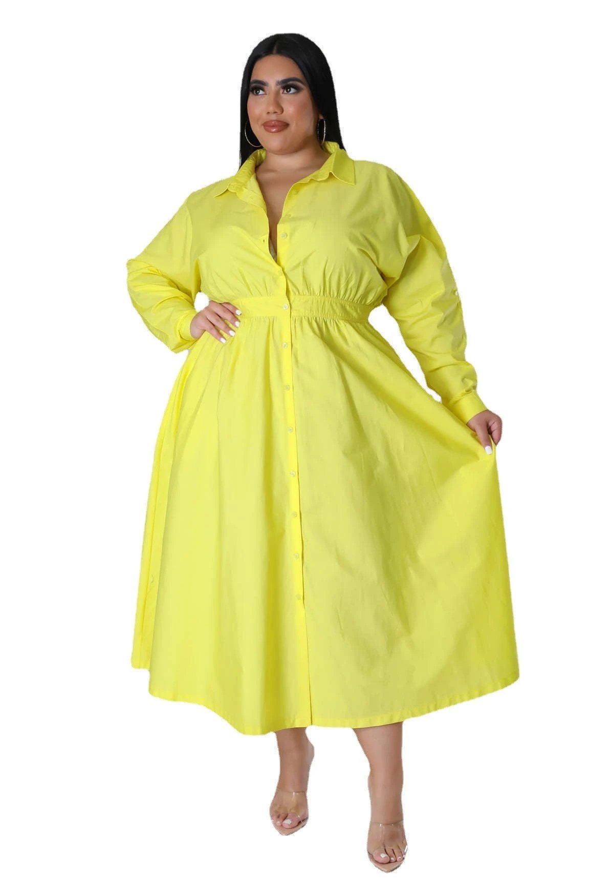 Fashion Plus Size Women's dress long V-neck by GJG Denim