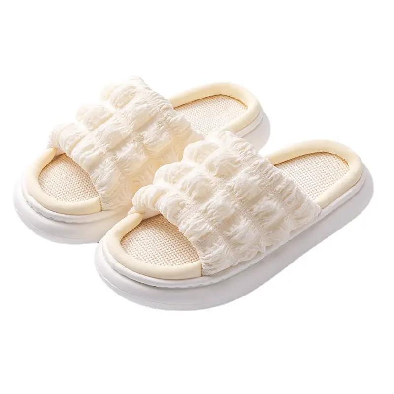 EVA Thick-soled Linen Slippers Women's Mute Soft-soled Slippers by GJG Denim