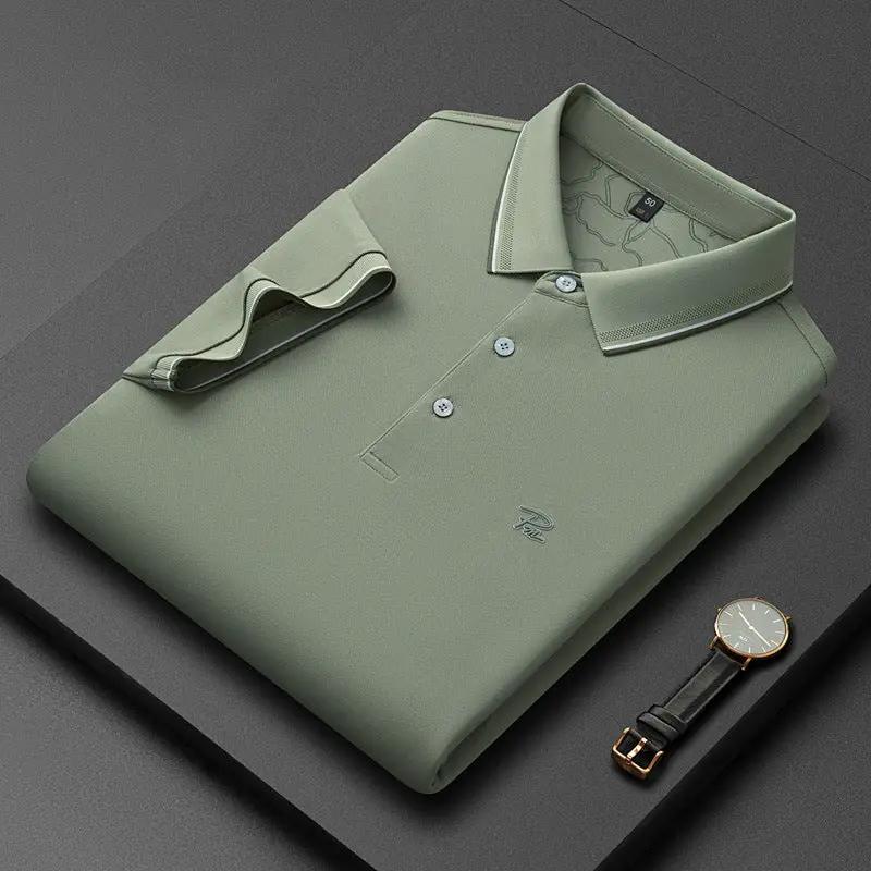 Men's Short-sleeve Lapel Solid-color Shirt by GJG Denim