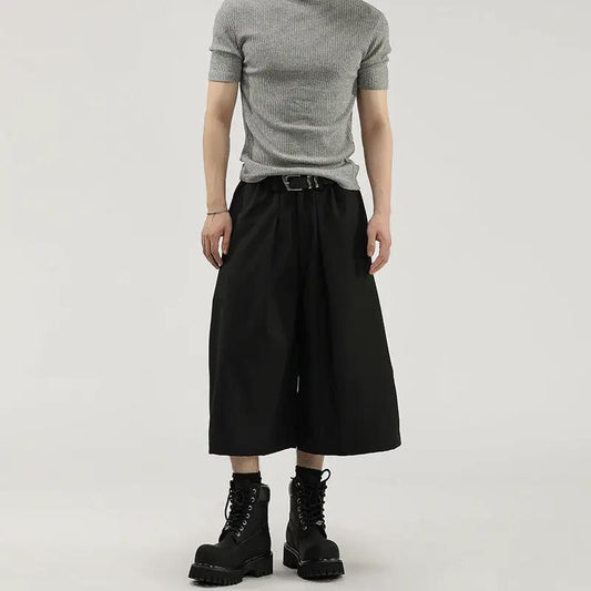 Wide-leg Pleated Men's Shorts by GJG Denim