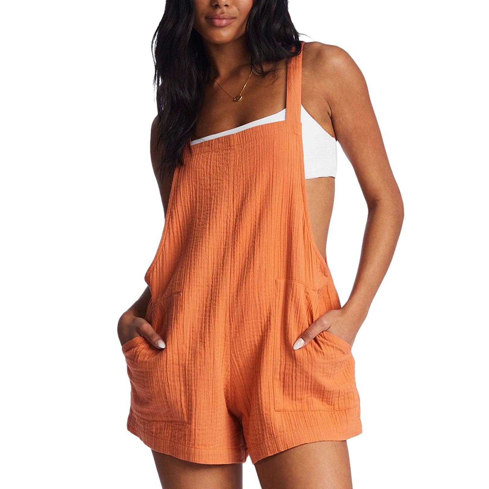 Lady's Leisure Suspenders Shortsuit by GJG Denim