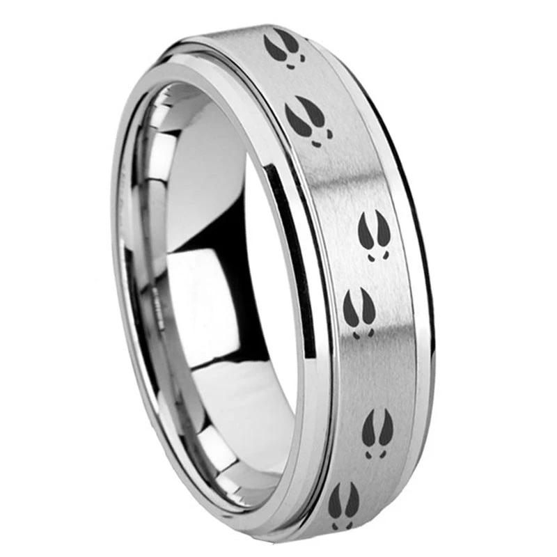 Deer Footprints Turning Titanium Steel Ring For Men by GJG Denim