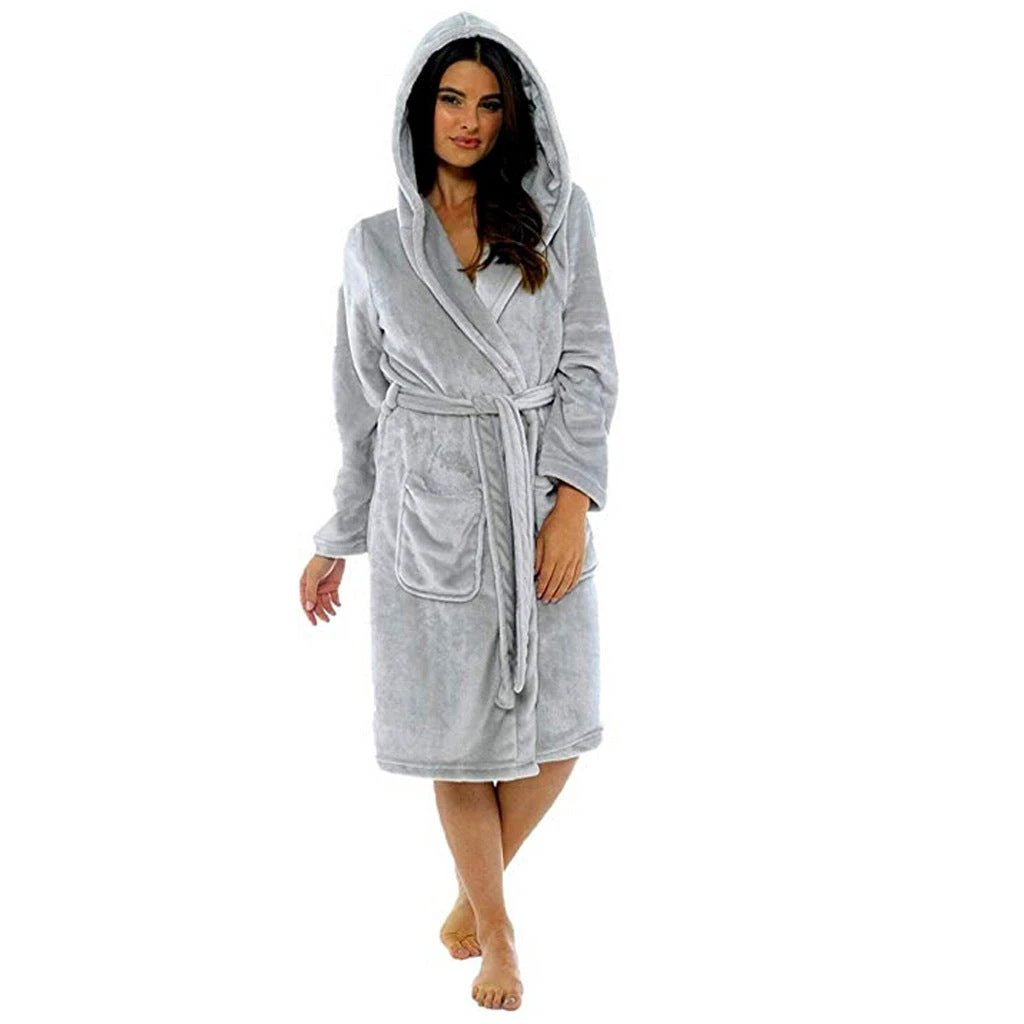 Women's Long Bathrobe With Belt by GJG Denim