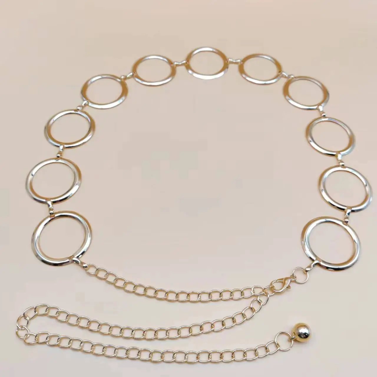 European And American-style Metal Ring Waist Chain Fashionable And Minimalist by GJG Denim