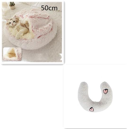 2 In 1 Dog And Cat Bed Pet Winter Bed Round Plush Warm Bed House Soft Long Plush Pets Bed Pet Products by GJG Denim
