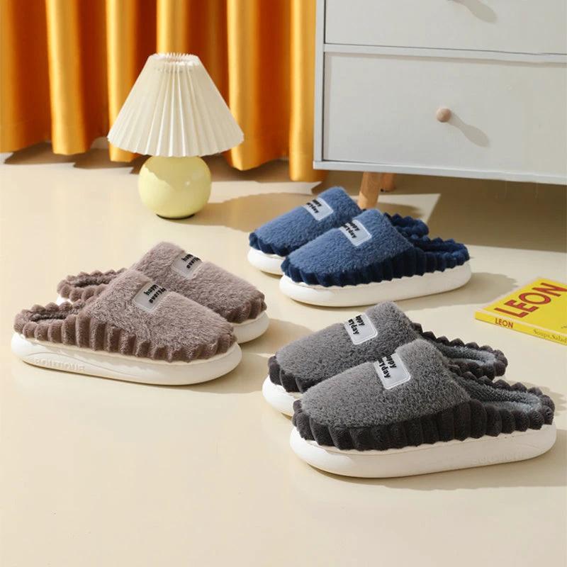 Men's Thick-soled Fleece Slip On Slippers by GJG Denim
