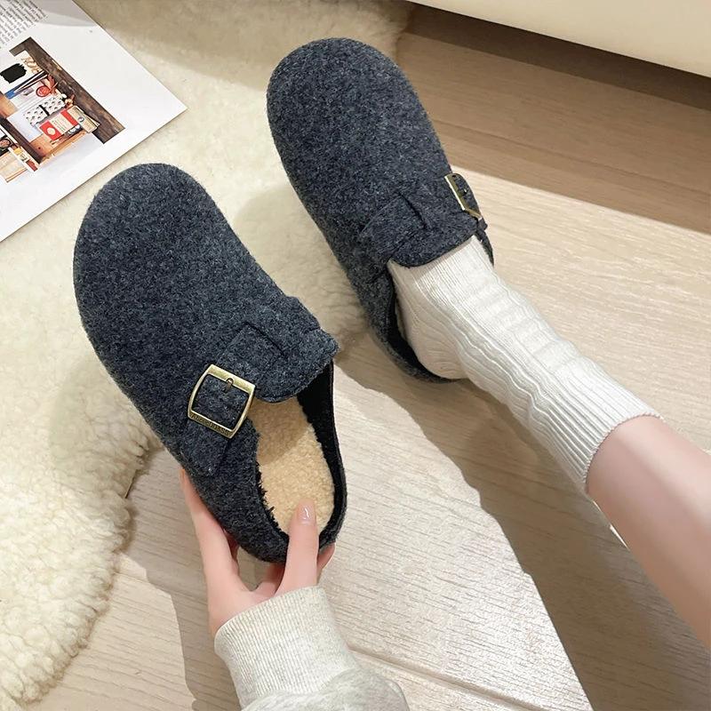 Womens Stylish Casual Wool And Cotton Slippers by GJG Denim