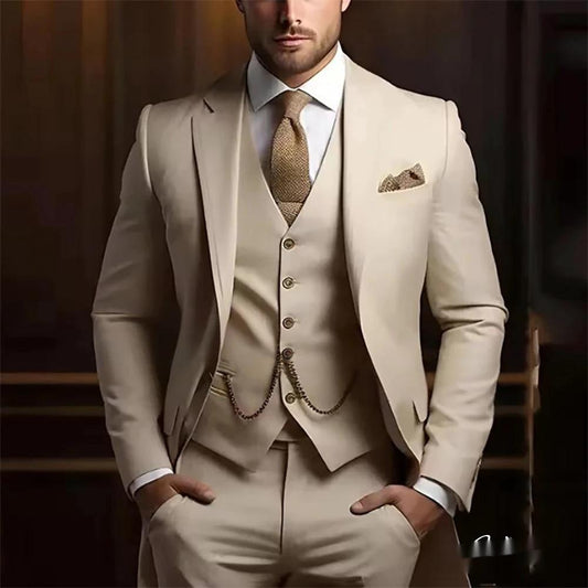 Men's High-grade Gentleman Temperament Slim Three-piece Suit by GJG Denim