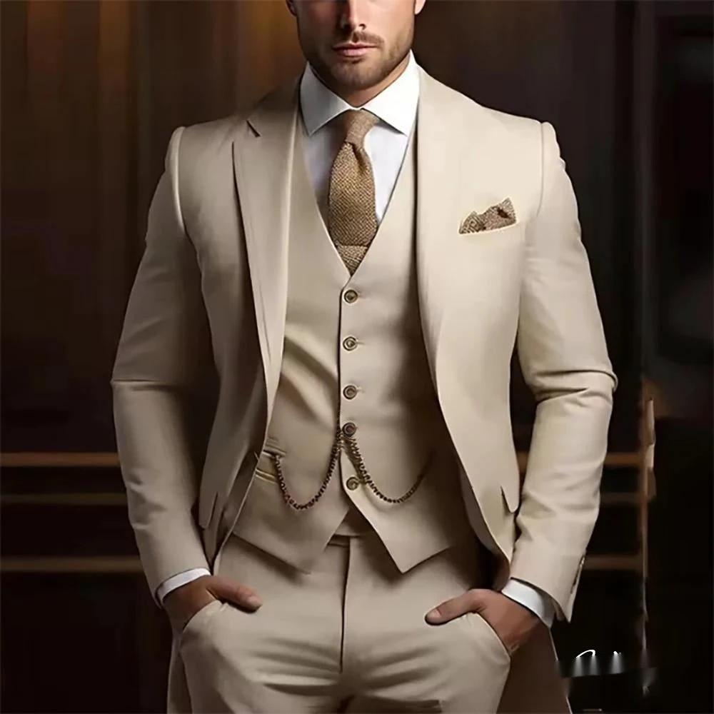 Men's High-grade Gentleman Temperament Slim Three-piece Suit by GJG Denim