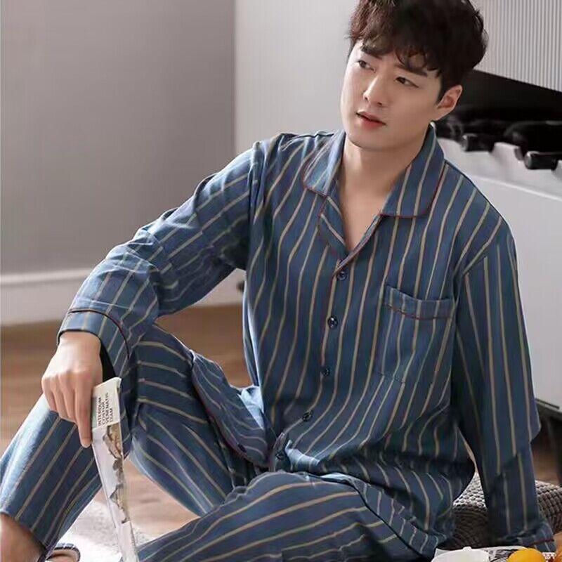 Men's Cotton Long-sleeved Pajamas by GJG Denim