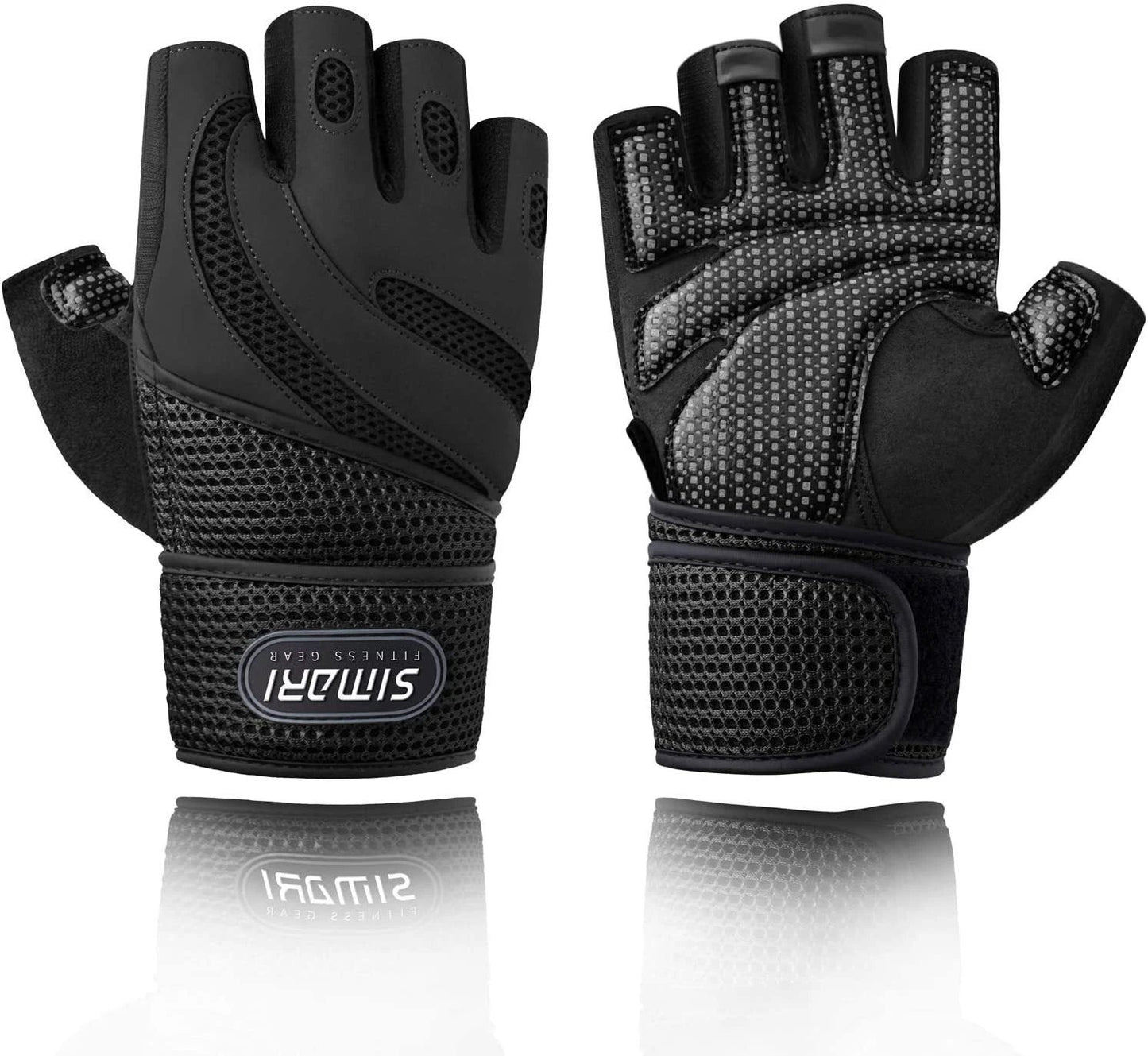 Men's Simplicity All-Match Sports Fitness Short Finger Gloves by GJG Denim