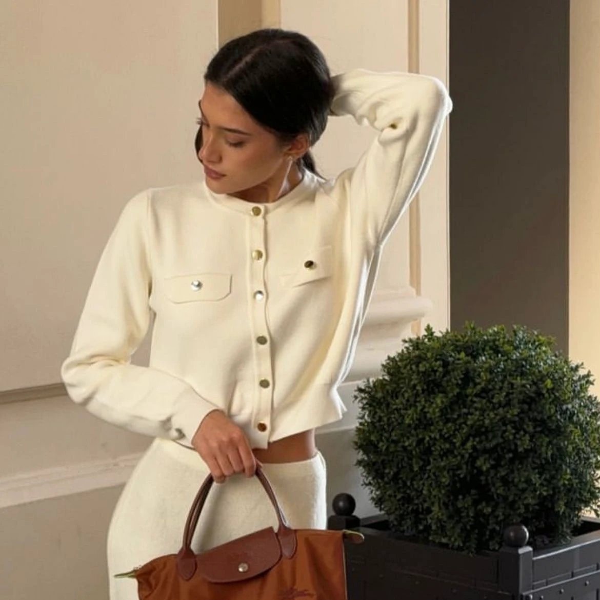 Elegant, Versatile Long-sleeve Knit Cardigan Sweater Coat by GJG Denim