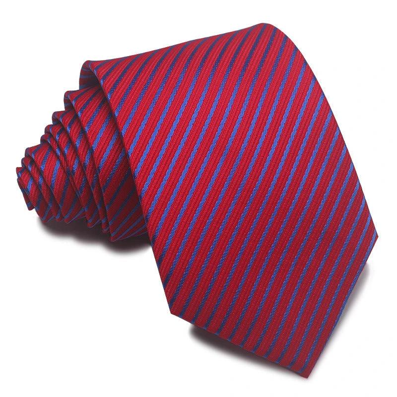 Men's 8CM Polyester Jacquard Striped Ties by GJG Denim