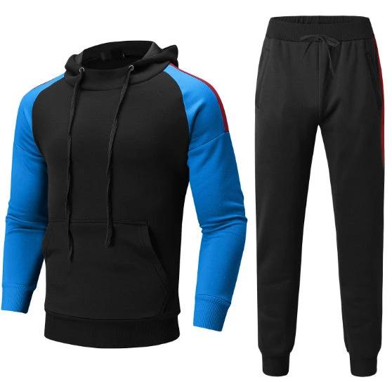 Men's Sport Color-blocked Sweatshirt Sport Casual Set by GJG Denim