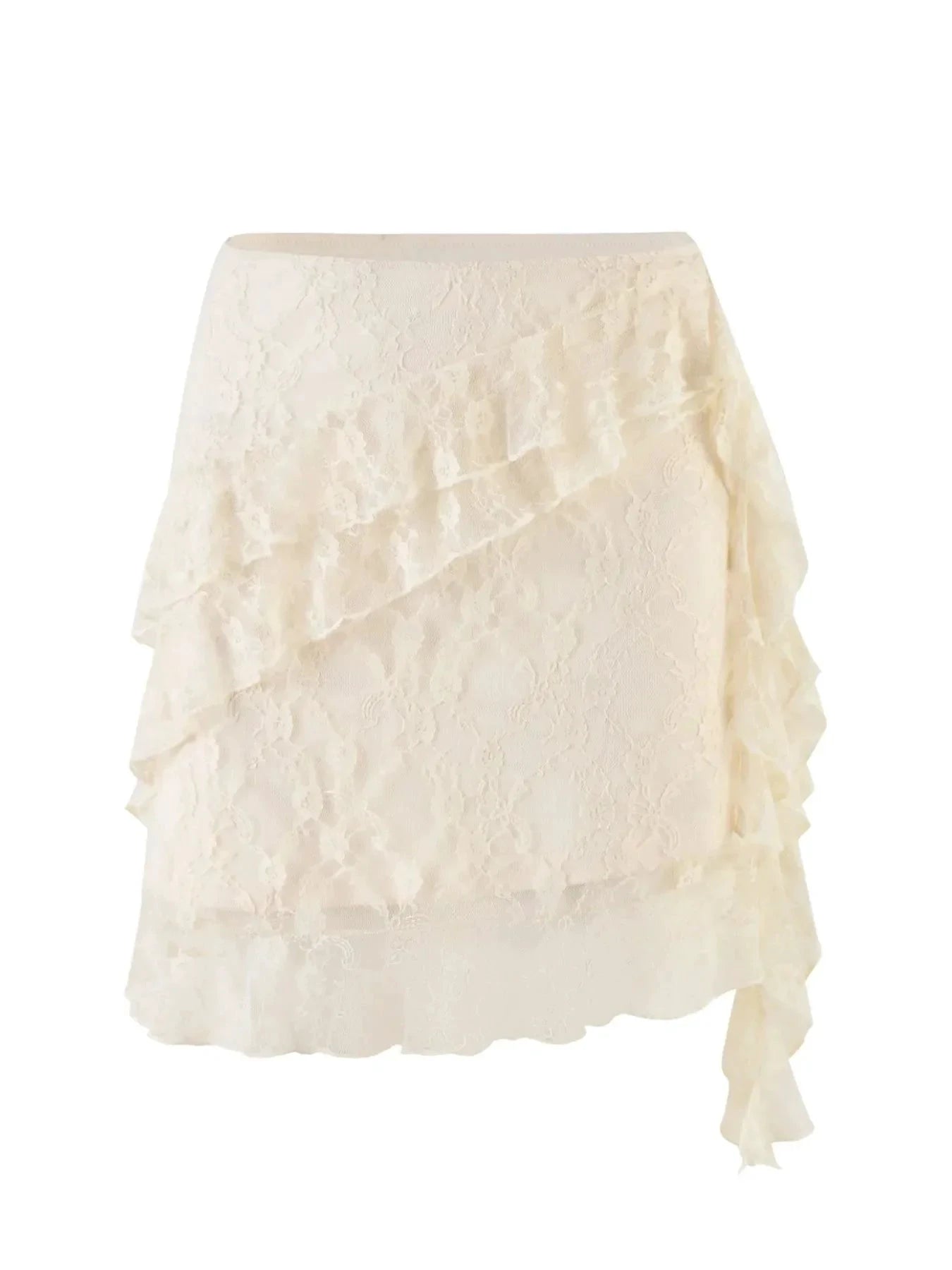Lace Ruffle Mini Skirt by Lady Ros