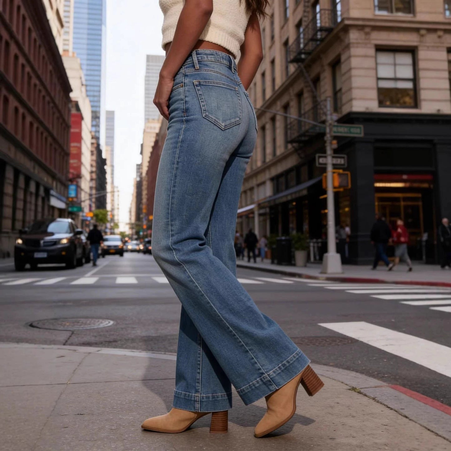 New Womens Mid-rise Bootcut Jeans by GJG Denim