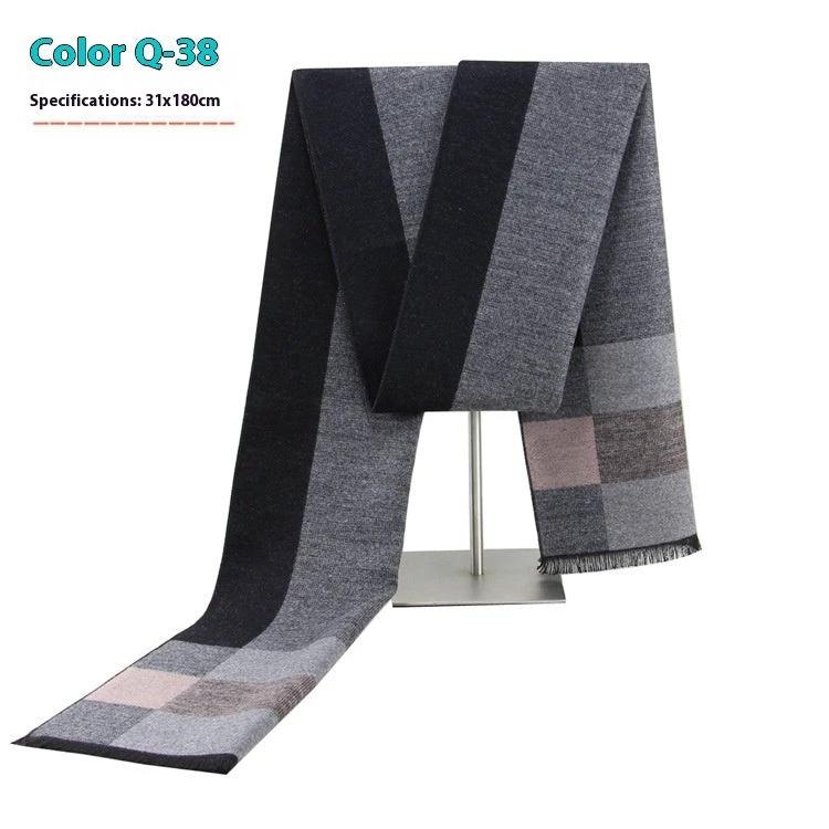 Men's Warm Cashmere-like Striped Scarf by GJG Denim