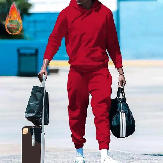 Men's Loose-Fit Two-Piece Sports Sweatshirt Set by GJG Denim