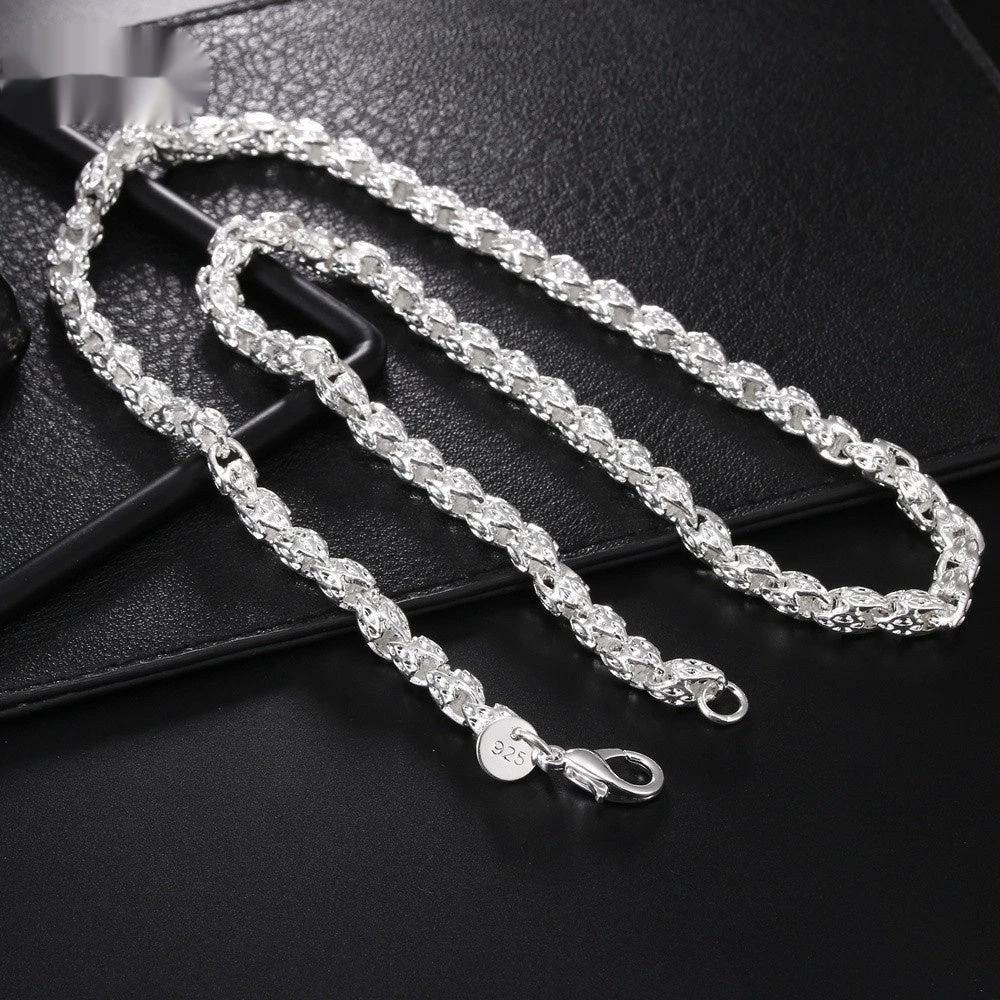 Simple Round Silver Plated Necklace For Men by GJG Denim