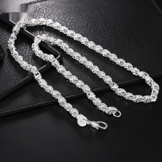 Simple Round Silver Plated Necklace For Men by GJG Denim