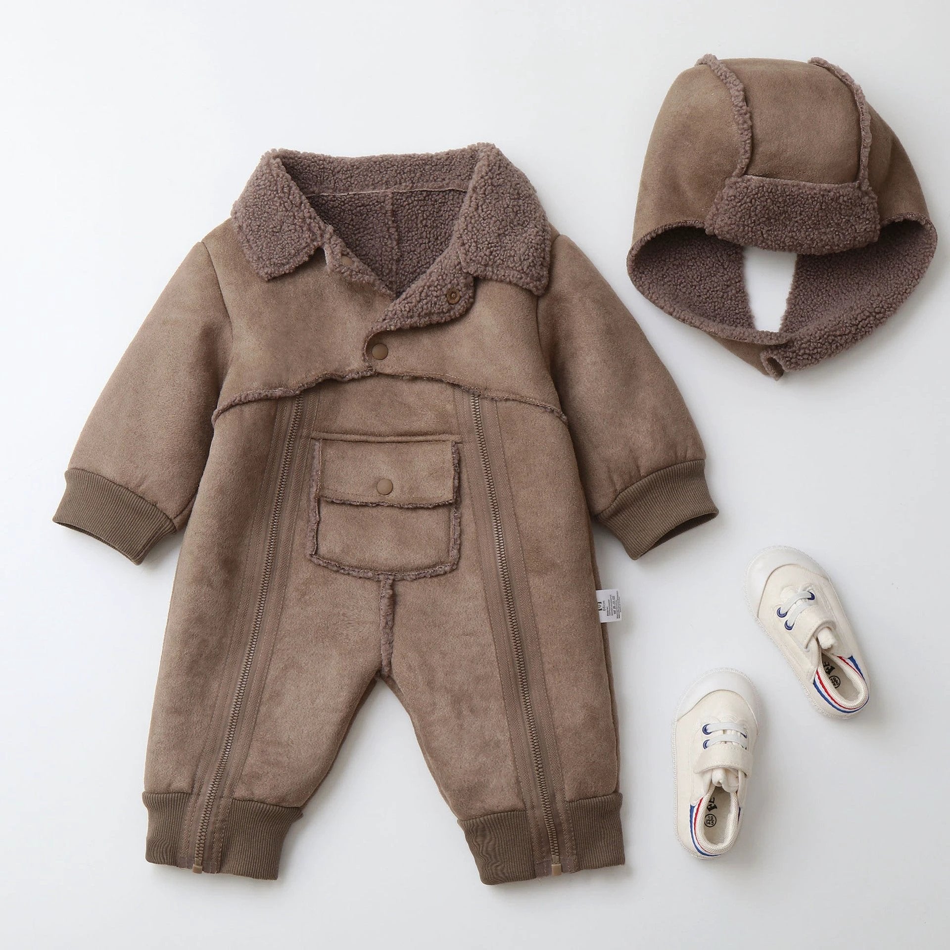 Fur One-piece Hooded Jumpsuit Children's Romper Outwear by GJG Denim