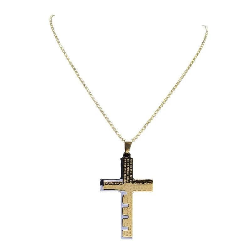 Stainless Steel Cross Necklace For Men by GJG Denim