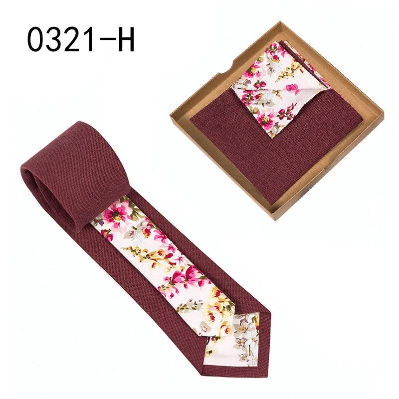 Men's Floral Print Tie and Pocket Square by GJG Denim