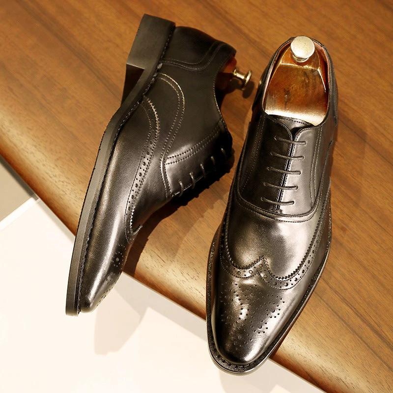 Men's Leather Oxford Shoes Rubber Sole by GJG Denim
