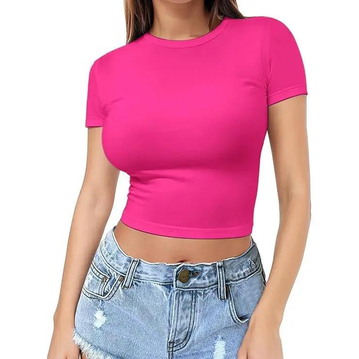 Womens Midriff-baring T-Shirt, Sassy Summer Pullover Top by GJG Denim