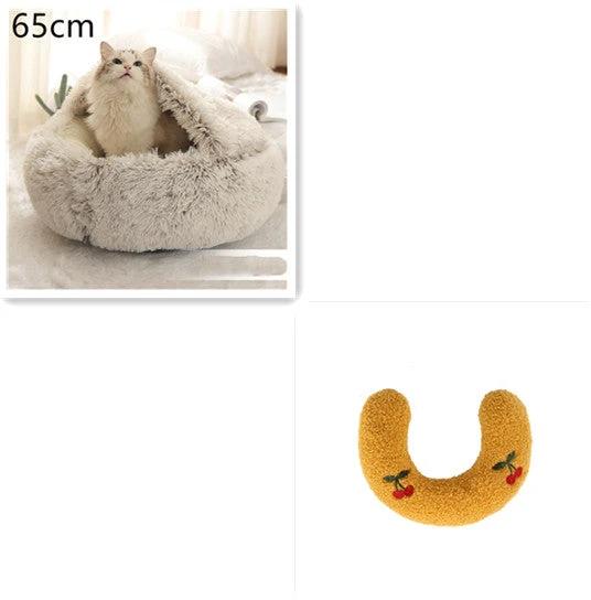 2 In 1 Dog And Cat Bed Pet Winter Bed Round Plush Warm Bed House Soft Long Plush Pets Bed Pet Products by GJG Denim