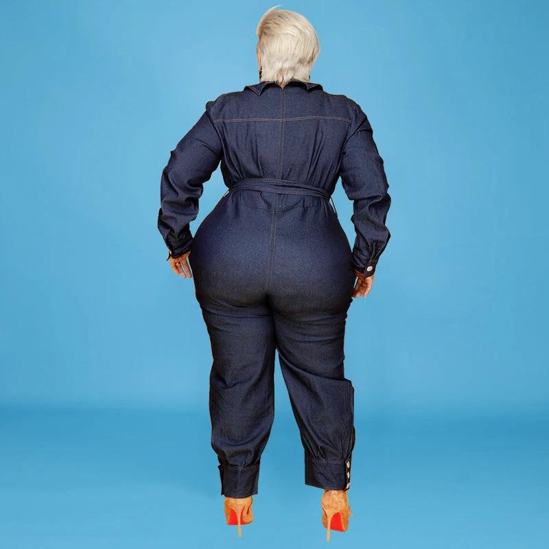 Romper Plus Size Women Denim Jumpsuit by GJG Denim