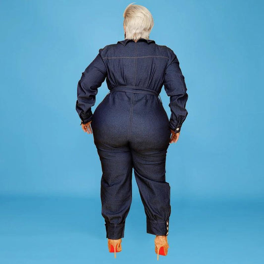 Romper Plus Size Women Denim Jumpsuit by GJG Denim