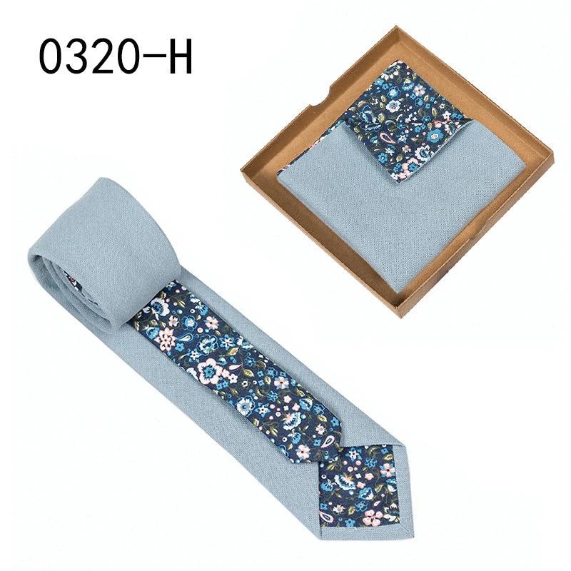 Men's Floral Print Tie and Pocket Square by GJG Denim