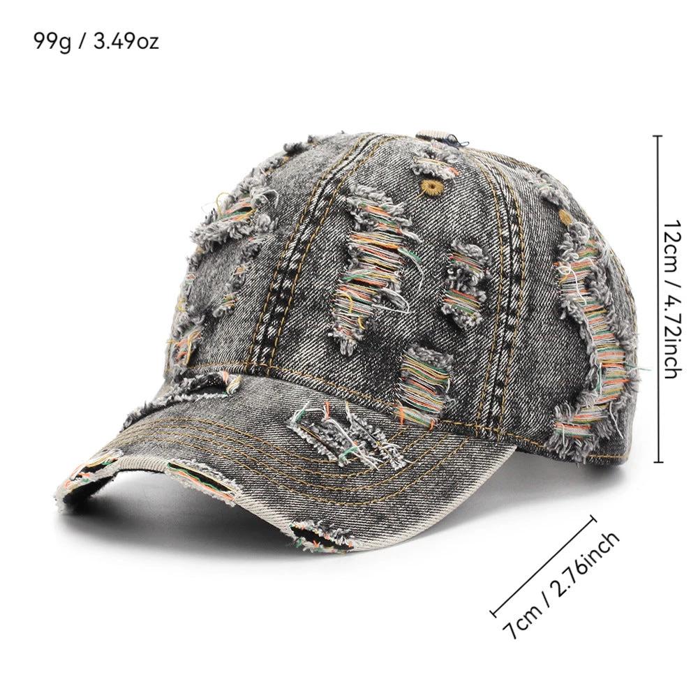 Ripped-line Letter Sun Hat Casual And Versatile by GJG Denim