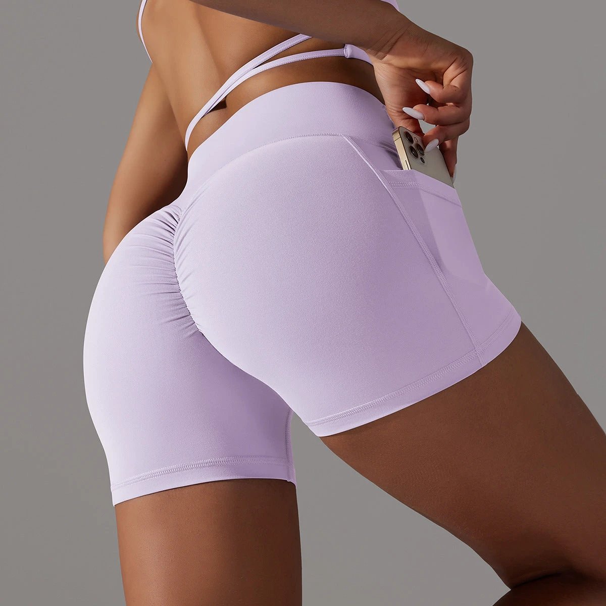 Yoga Shorts With Phone Pocket Design Fitness Sports Pants For Women Clothing by GJG Denim