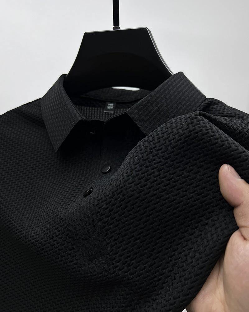 Mesh Ice Silk Short Sleeve Dress Shirt by GJG Denim