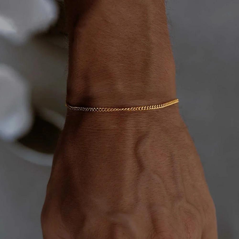Men's Stainless Steel Cuban Chain Adjustable Fade-Proof Bracelet by GJG Denim