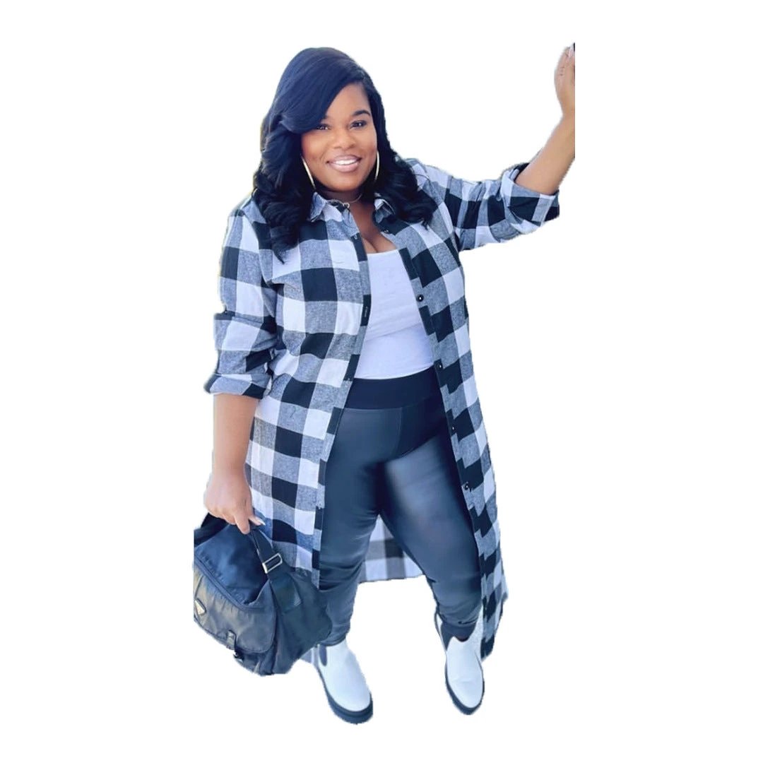 Plus Size Fashion Women's Plaid Shirt by GJG Denim