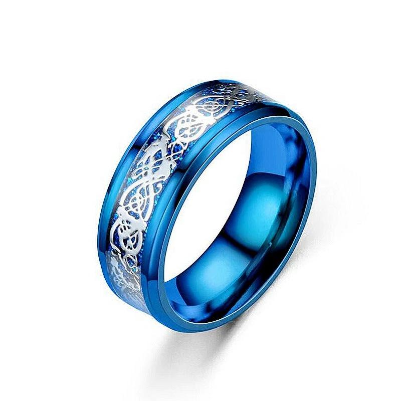 Men's Dragon Pattern Stainless Steel Rings by GJG Denim