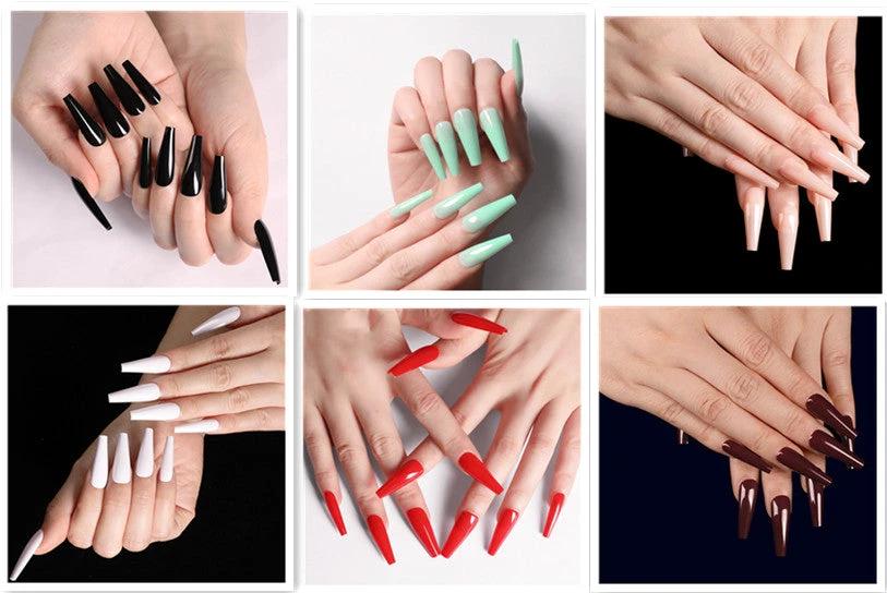 A variety of colors to choose from Nail Art Long Coffin Fake Nails Ballet Nail Patch Wearing Nail Bag by GJG Denim