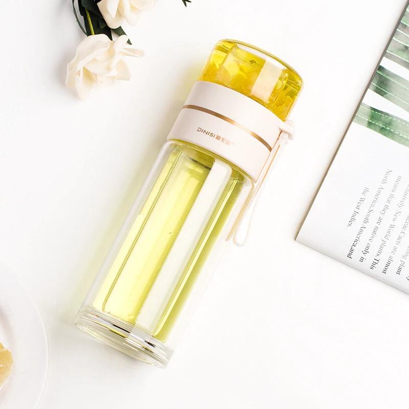 Glass Water Bottle With Tea Infuser Filter Tea Separation Double Wall Glass Bottle Leakproof by GJG Denim