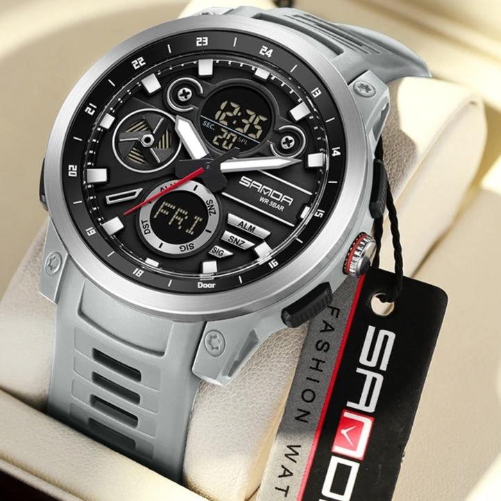 Sports Trend Multifunctional Waterproof Alarm Clock Reminder Electronic Watch For Men by GJG Denim